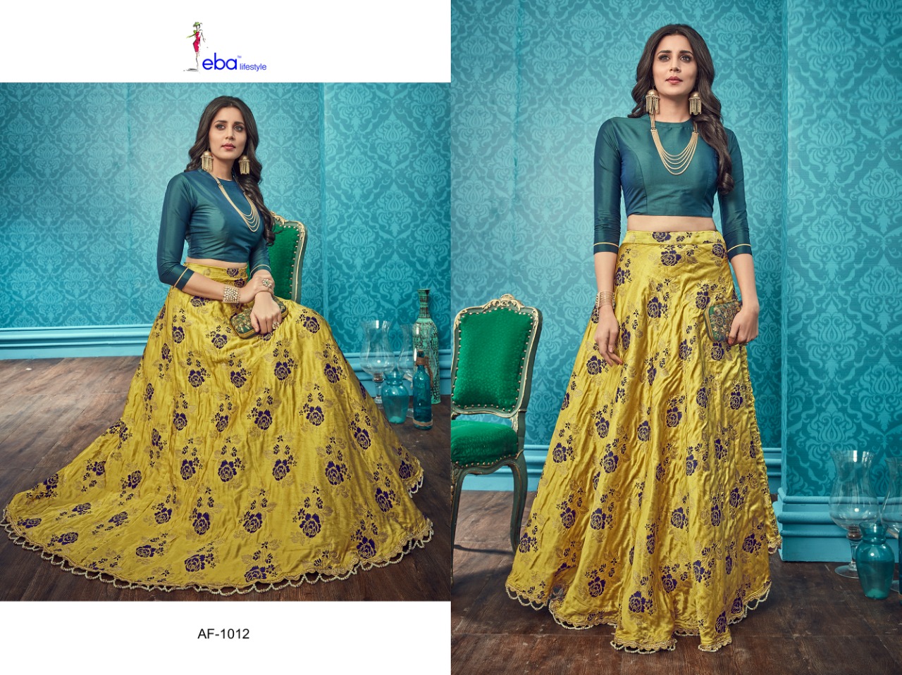 Indo Western By Eba Lifestyle 1012 Design Designer Lehenga Collection Beautiful Stylish Fancy Colorful Party Wear & Occasional Wear Pure Banarasi Lehenga At Wholesale Price