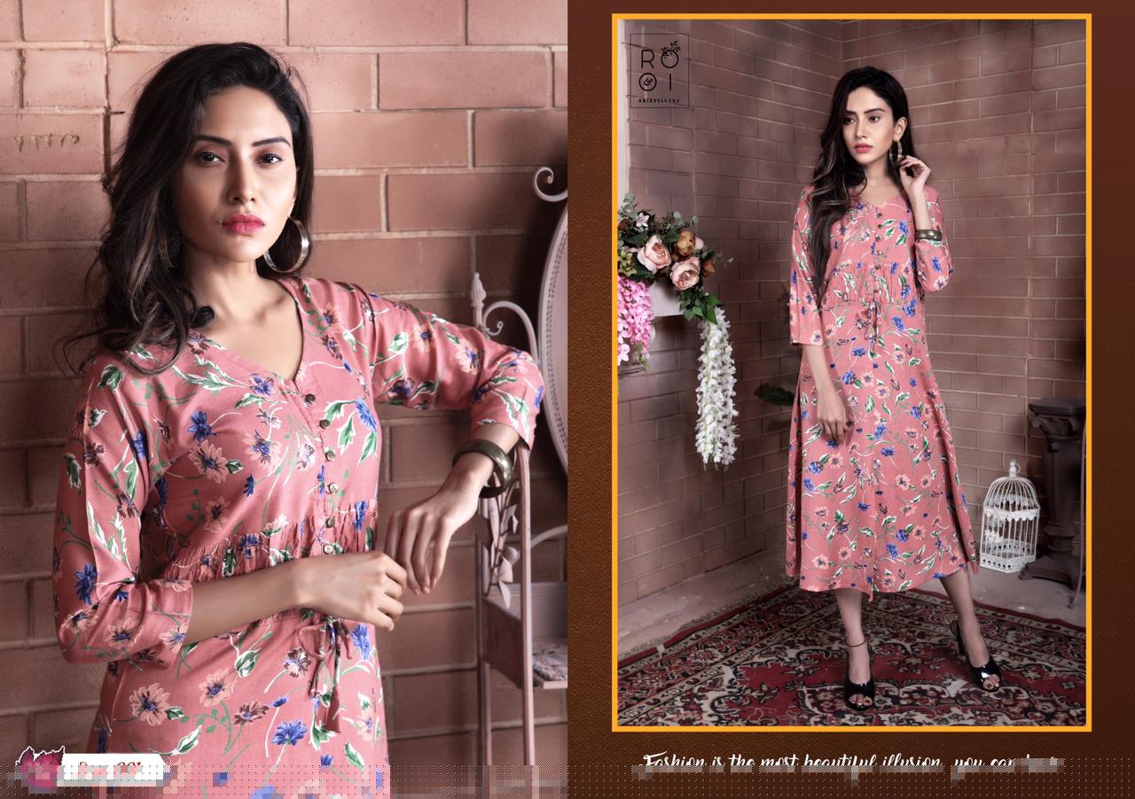Innayat By Rooi 001 To 008 Series Beautiful Stylish Colorful Fancy Party Wear & Ethnic Wear & Ready To Wear Heavy Rayon Flex Kurtis At Wholesale Price