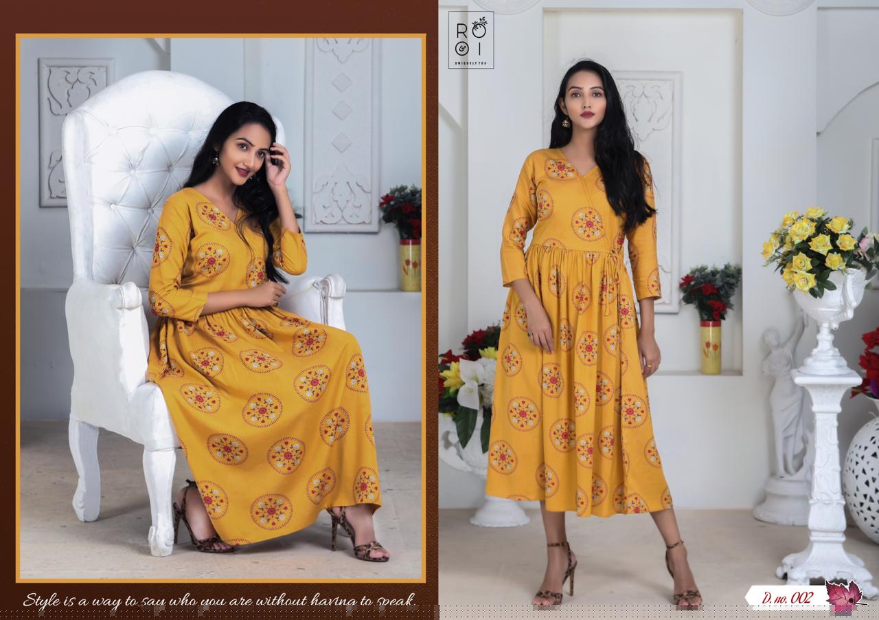 Innayat By Rooi 001 To 008 Series Beautiful Stylish Colorful Fancy Party Wear & Ethnic Wear & Ready To Wear Heavy Rayon Flex Kurtis At Wholesale Price