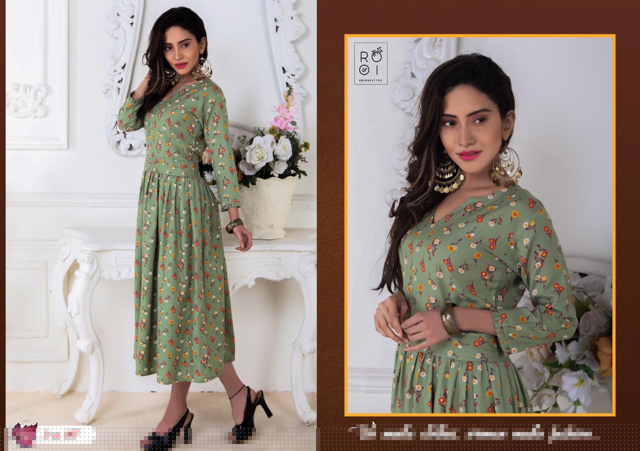 Innayat By Rooi 001 To 008 Series Beautiful Stylish Colorful Fancy Party Wear & Ethnic Wear & Ready To Wear Heavy Rayon Flex Kurtis At Wholesale Price