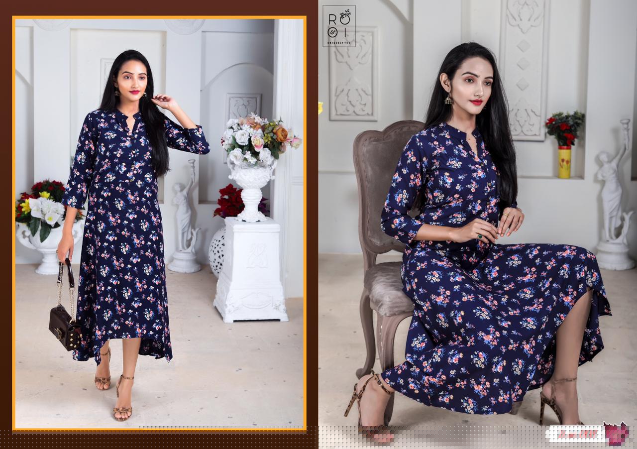 Innayat By Rooi 001 To 008 Series Beautiful Stylish Colorful Fancy Party Wear & Ethnic Wear & Ready To Wear Heavy Rayon Flex Kurtis At Wholesale Price