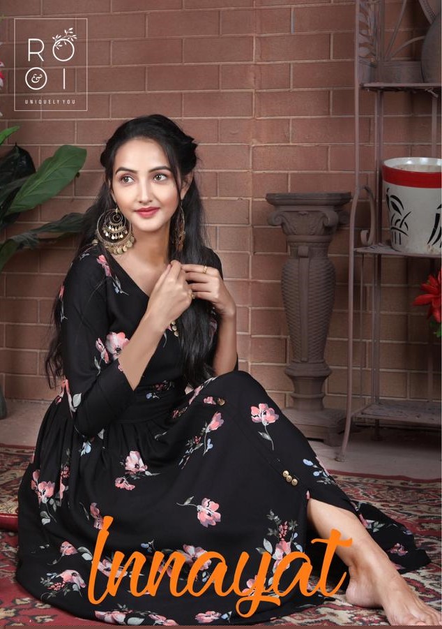 Innayat By Rooi 001 To 008 Series Beautiful Stylish Colorful Fancy Party Wear & Ethnic Wear & Ready To Wear Heavy Rayon Flex Kurtis At Wholesale Price