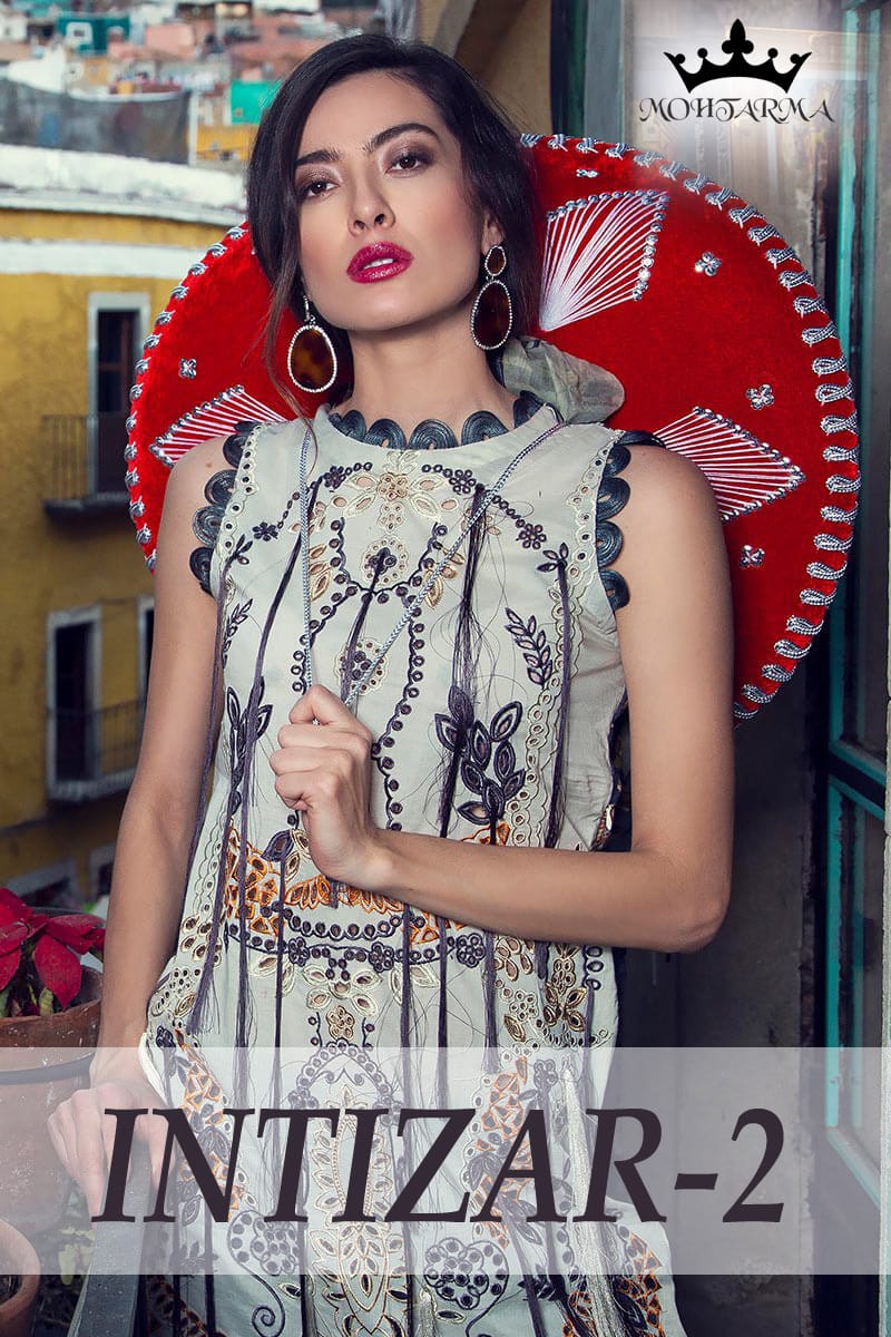 Intizar Vol-2 By Mohtarma Fabrics 12001 To 12005 Series Designer Pakistani Suits Embroidered Stylish Fancy Beautiful Colorful Cambric Cotton Digital Printed Dresses At Wholesale Price