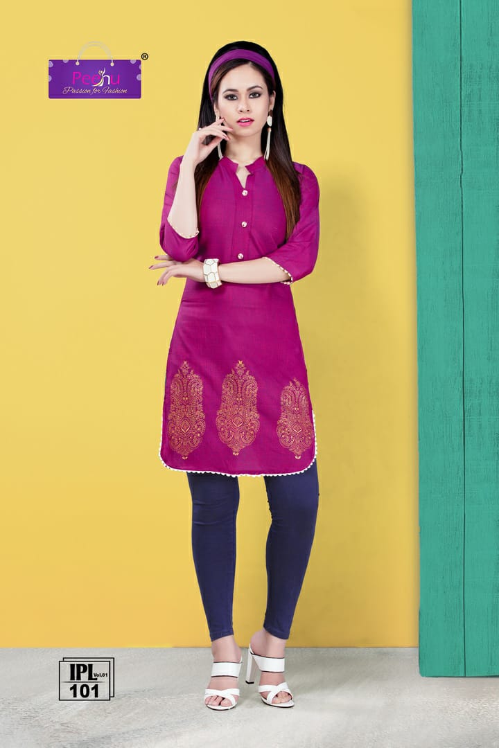 Ipl By Peehu 101 To 106 Series Stylish Fancy Beautiful Colorful Casual Wear & Ethnic Wear Rayon Two Tone Printed Kurtis At Wholesale Price
