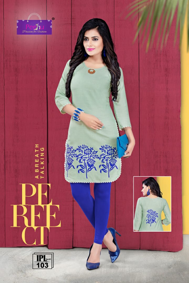 Ipl By Peehu 101 To 106 Series Stylish Fancy Beautiful Colorful Casual Wear & Ethnic Wear Rayon Two Tone Printed Kurtis At Wholesale Price