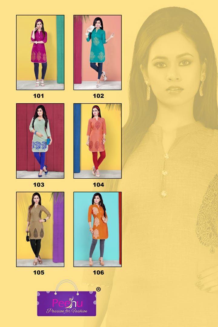 Ipl By Peehu 101 To 106 Series Stylish Fancy Beautiful Colorful Casual Wear & Ethnic Wear Rayon Two Tone Printed Kurtis At Wholesale Price