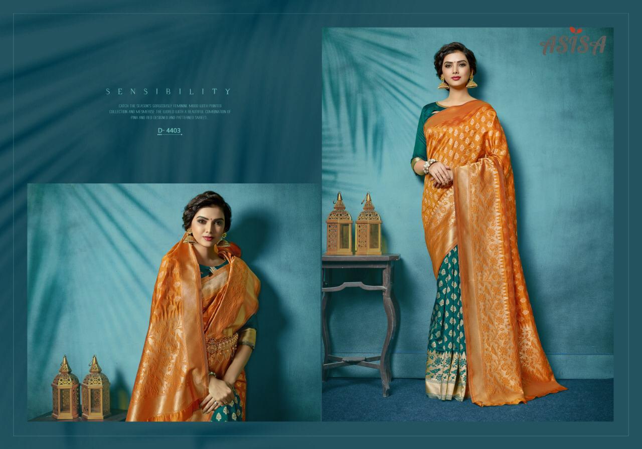 Ira Vol-1 By Asisa 4401 To 4406 Series Indian Traditional Wear Collection Beautiful Stylish Fancy Colorful Party Wear & Occasional Wear Lichi Base Top Dyed Printed Sarees At Wholesale Price