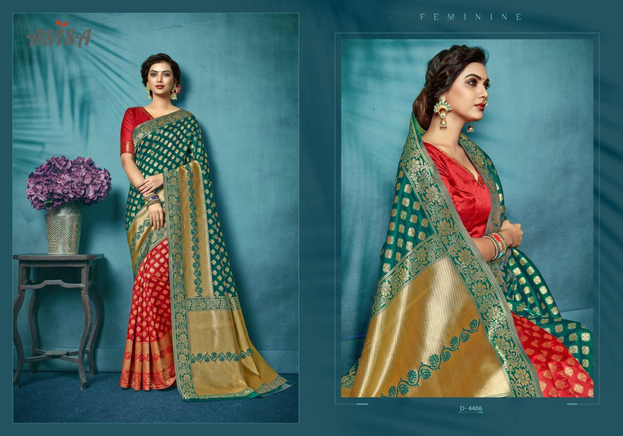 Ira Vol-1 By Asisa 4401 To 4406 Series Indian Traditional Wear Collection Beautiful Stylish Fancy Colorful Party Wear & Occasional Wear Lichi Base Top Dyed Printed Sarees At Wholesale Price