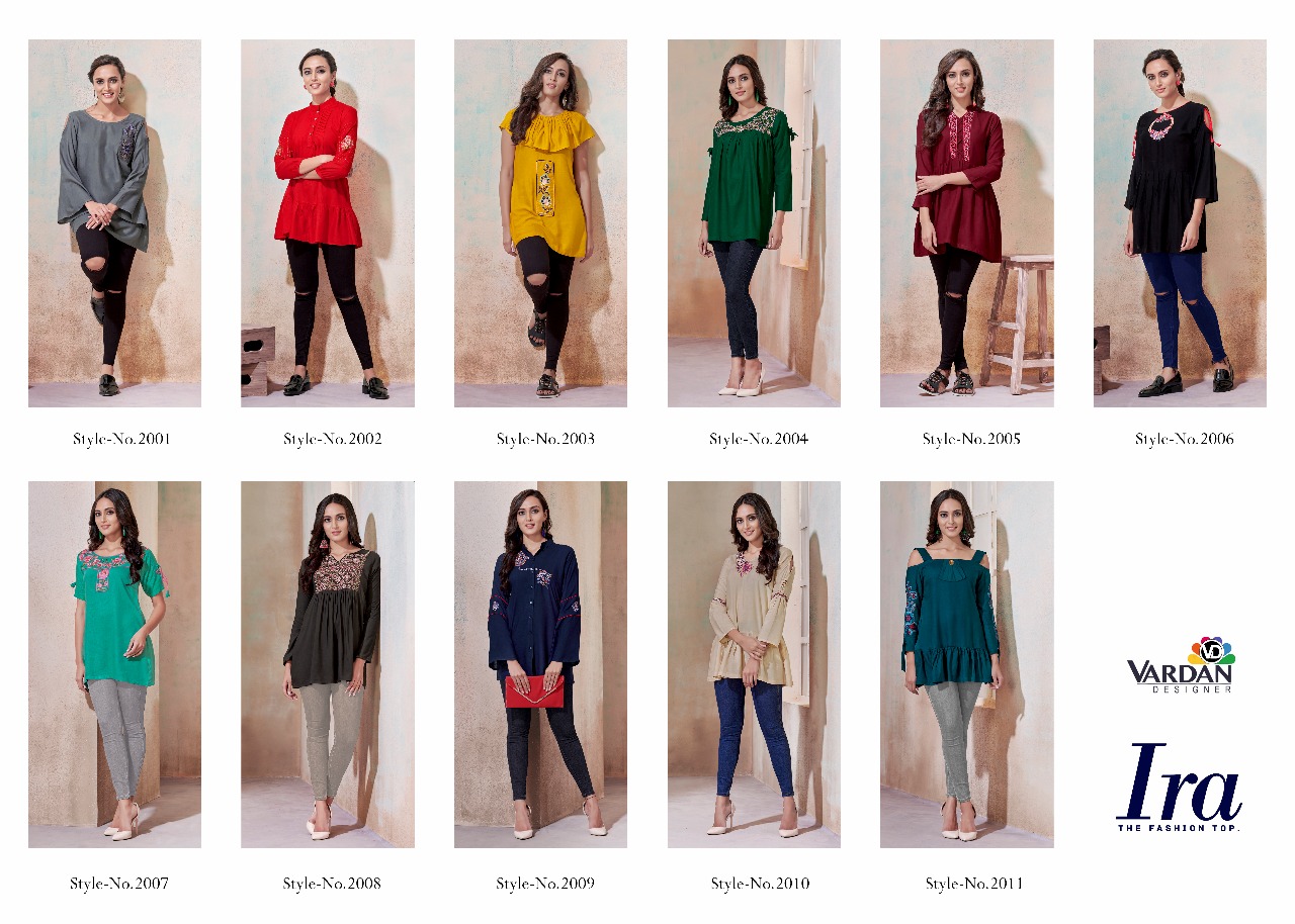 Ira Vol-1 By Vardan Designer 2001 To 2011 Series Beautiful Colorful Stylish Fancy Casual Wear & Ethnic Wear & Ready To Wear Heavy Rayon Tops At Wholesale Price