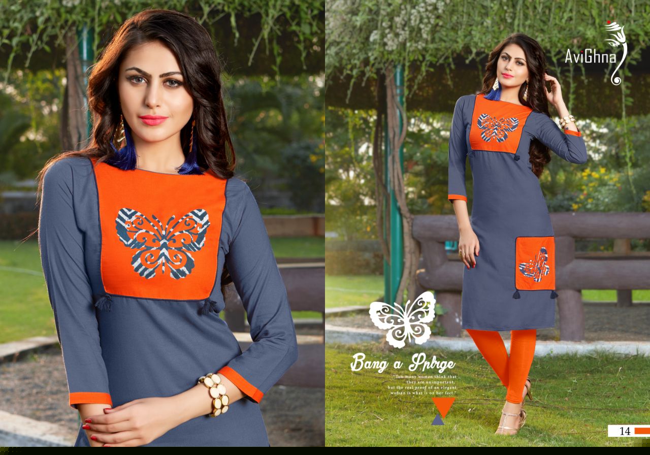 Irreplaceable By Avighna Creation 13 To 20 Series Beautiful Colorful Stylish Fancy Casual Wear & Ethnic Wear & Ready To Wear Rayon Embroidered Kurtis At Wholesale Price