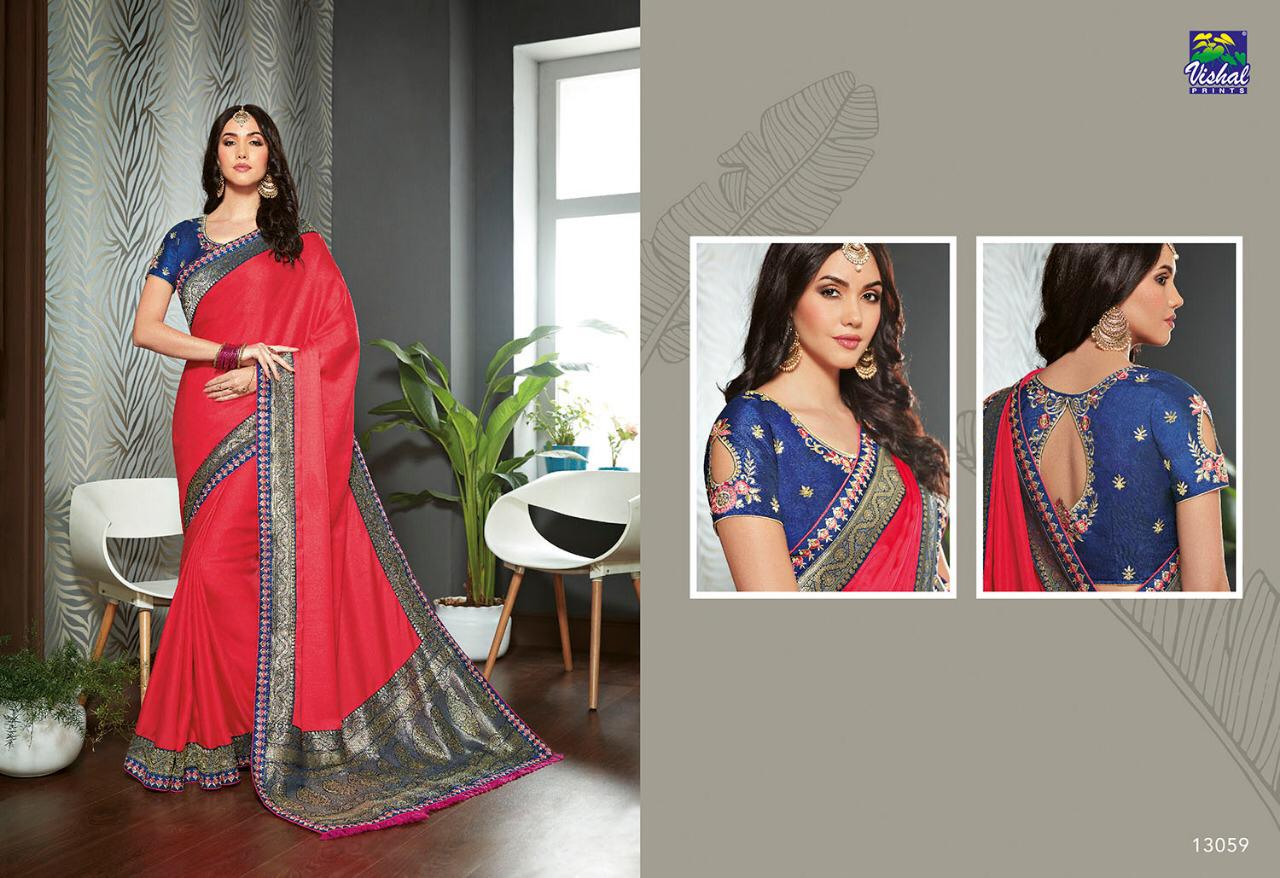 Isabella By Vishal Prints 13059 To 13070 Series Indian Traditional Wear Collection Beautiful Stylish Fancy Colorful Party Wear & Occasional Wear Silk Sarees At Wholesale Price