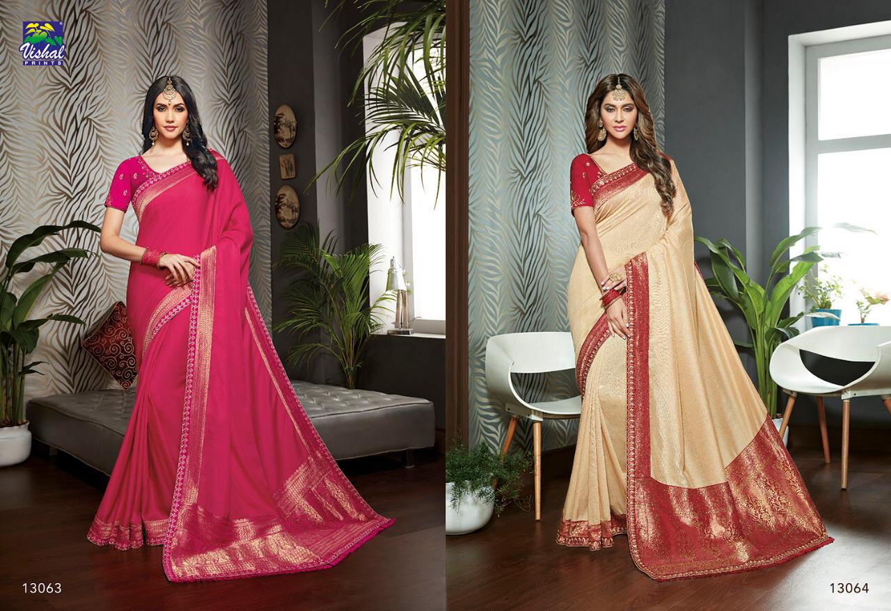 Isabella By Vishal Prints 13059 To 13070 Series Indian Traditional Wear Collection Beautiful Stylish Fancy Colorful Party Wear & Occasional Wear Silk Sarees At Wholesale Price