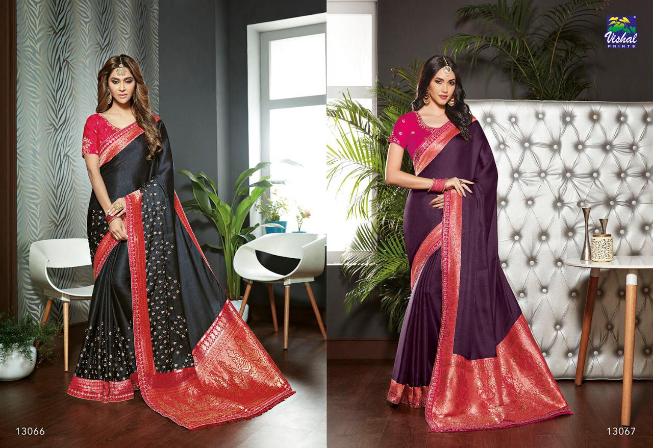 Isabella By Vishal Prints 13059 To 13070 Series Indian Traditional Wear Collection Beautiful Stylish Fancy Colorful Party Wear & Occasional Wear Silk Sarees At Wholesale Price
