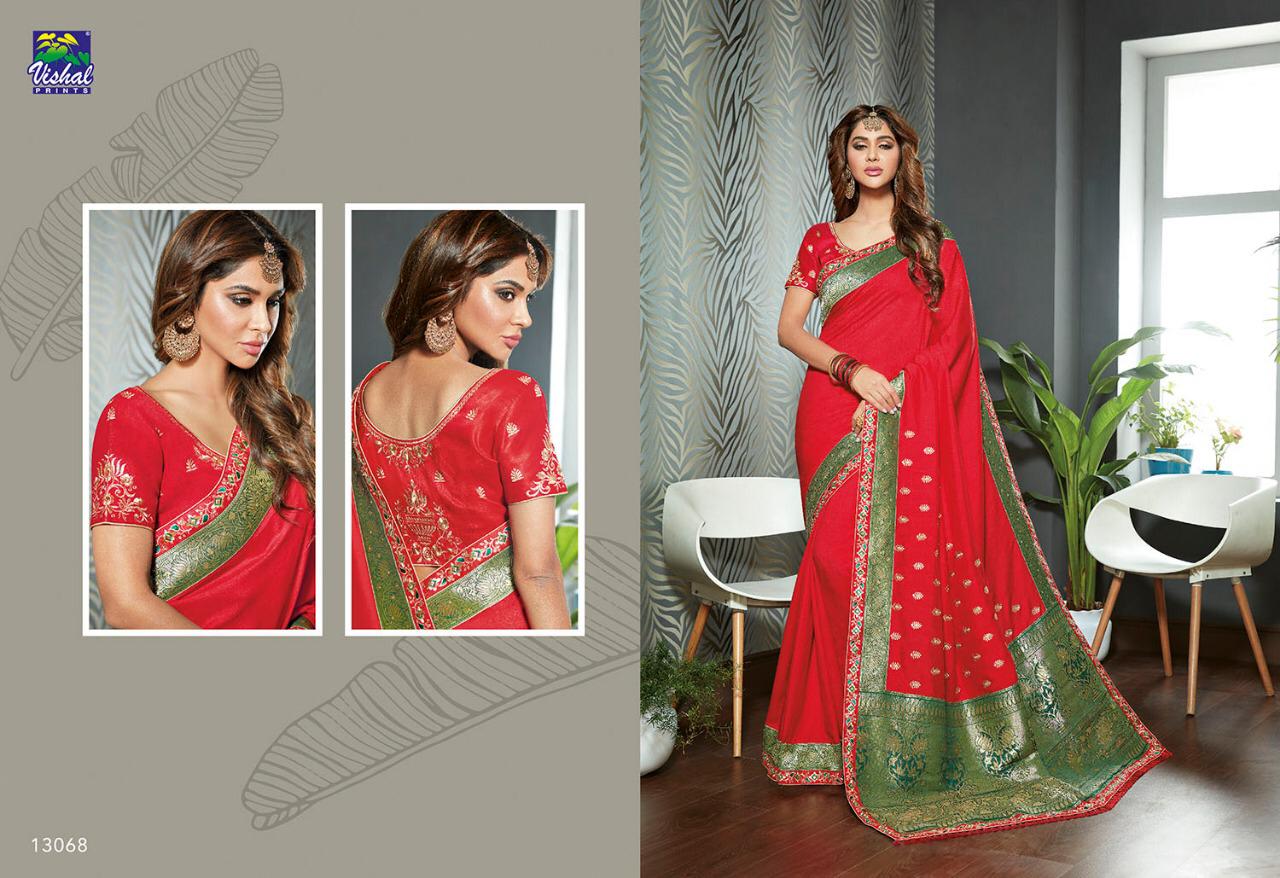Isabella By Vishal Prints 13059 To 13070 Series Indian Traditional Wear Collection Beautiful Stylish Fancy Colorful Party Wear & Occasional Wear Silk Sarees At Wholesale Price