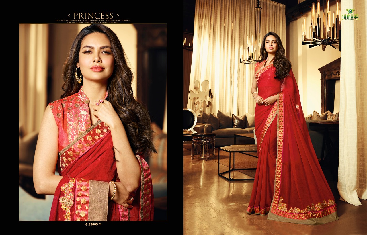 Isha By Sanskar Sarees Indian Beautiful Traditional Wear Collection Stylish Fancy Colorful Party Wear & Occasional Wear Georgette Sarees At Wholesale Price