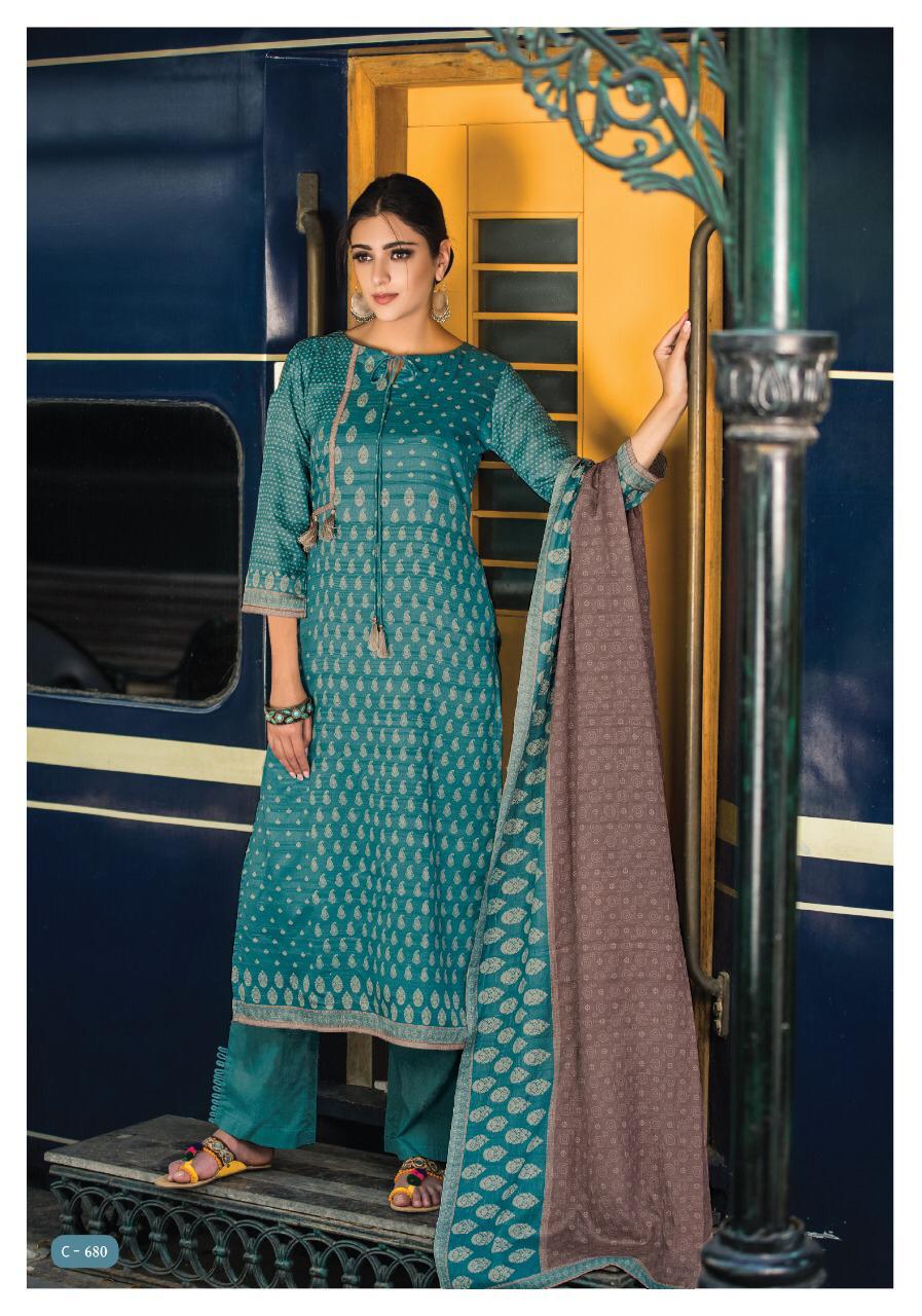Ishrat By Sri 679 To 685 Series Beautiful Collection Suits Stylish Fancy Colorful Party Wear & Ethnic Wear Chanderi Silk Embroidered Dresses At Wholesale Price