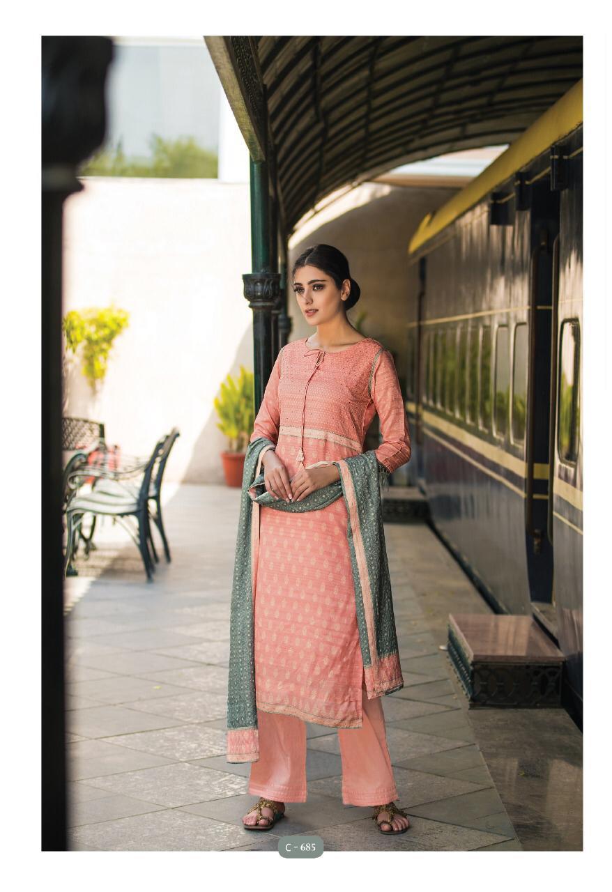 Ishrat By Sri 679 To 685 Series Beautiful Collection Suits Stylish Fancy Colorful Party Wear & Ethnic Wear Chanderi Silk Embroidered Dresses At Wholesale Price