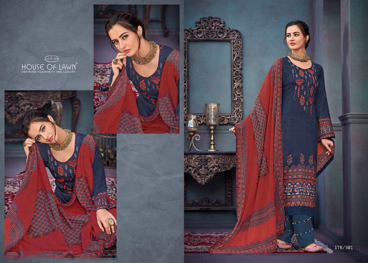 Itr By House Of Lawn 301 To 310 Series Suits Beautiful Stylish Fancy Colorful Party Wear & Occasional Wear Pure Jam Satin Print With Embroidry Dresses At Wholesale Price