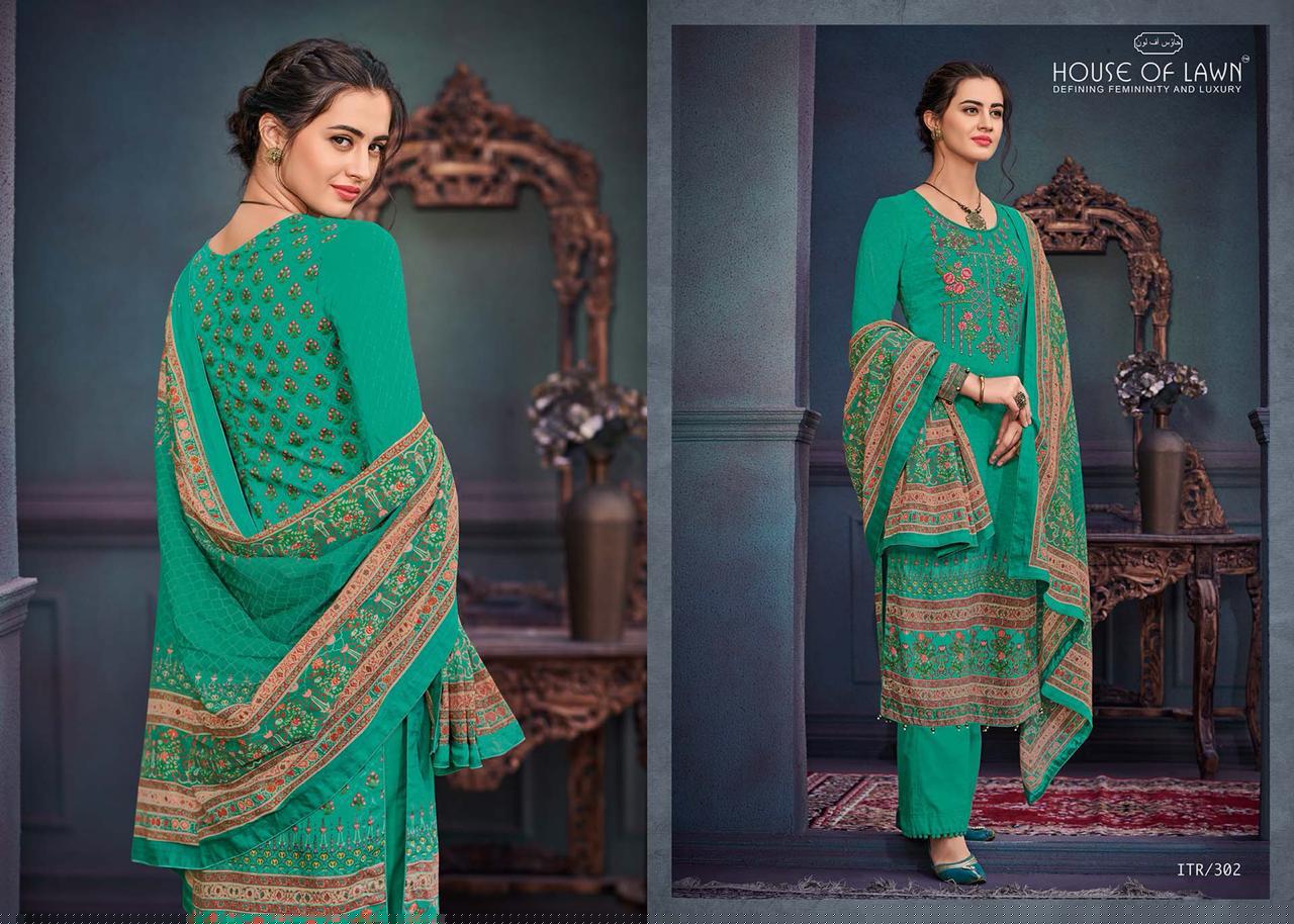 Itr By House Of Lawn 301 To 310 Series Suits Beautiful Stylish Fancy Colorful Party Wear & Occasional Wear Pure Jam Satin Print With Embroidry Dresses At Wholesale Price