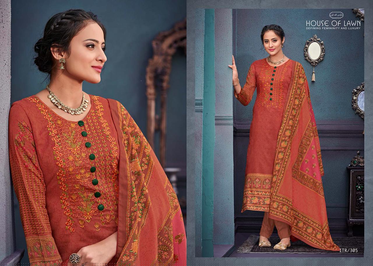 Itr By House Of Lawn 301 To 310 Series Suits Beautiful Stylish Fancy Colorful Party Wear & Occasional Wear Pure Jam Satin Print With Embroidry Dresses At Wholesale Price