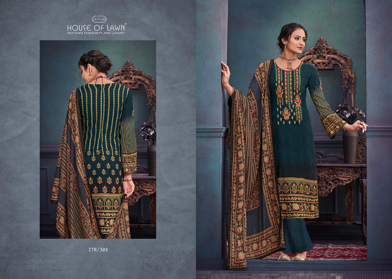 Itr By House Of Lawn 301 To 310 Series Suits Beautiful Stylish Fancy Colorful Party Wear & Occasional Wear Pure Jam Satin Print With Embroidry Dresses At Wholesale Price