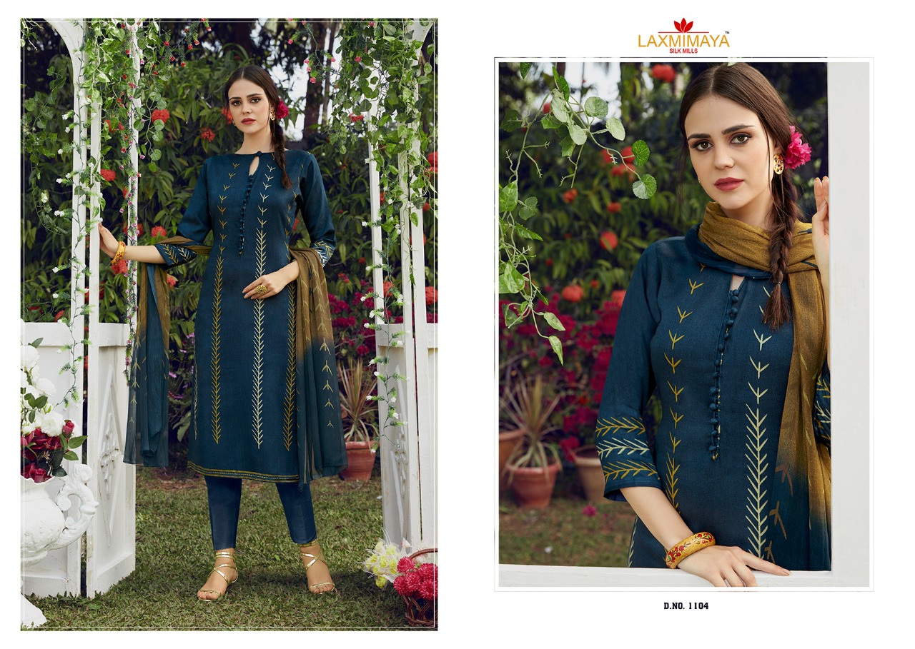 Itreniya By Laxmimaya Silk Mills 1101 To 1110 Series Designer Pakistani Suits Beautiful Stylish Fancy Colorful Casual Wear & Ethnic Wear Pure Jam Silk Print With Embroidered Dresses At Wholesale Price
