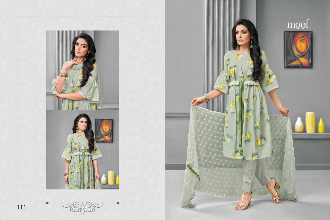 Izakat Hit List By Moof Fashion 108 To 114 Series Beautiful Stylish Fancy Colorful Casual Wear & Ethnic Wear Cotton Satin Printed Dresses At Wholesale Price