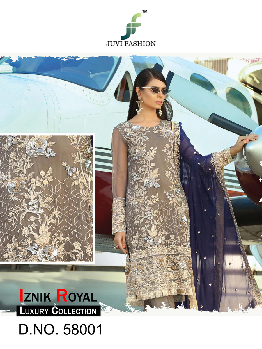 Iznik Royal Luxury Collection By Juvi Fashion 58001 To 58006 Series Pakistani Designer Suits Collection Beautiful Stylish Fancy Colorful Party Wear & Occasional Wear Faux Georgette Dresses At Wholesale Price
