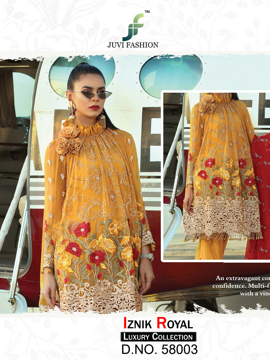 Iznik Royal Luxury Collection By Juvi Fashion 58001 To 58006 Series Pakistani Designer Suits Collection Beautiful Stylish Fancy Colorful Party Wear & Occasional Wear Faux Georgette Dresses At Wholesale Price