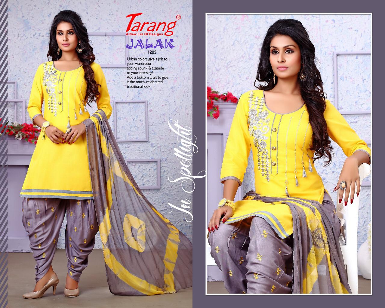 Jalak Patiyala Vol-12 By Tarang 1201 To 1212 Series Designer Suit Collection Beautiful Stylish Fancy Colorful Party Wear & Occasional Wear Cotton With Embroidery Dresses At Wholesale Price