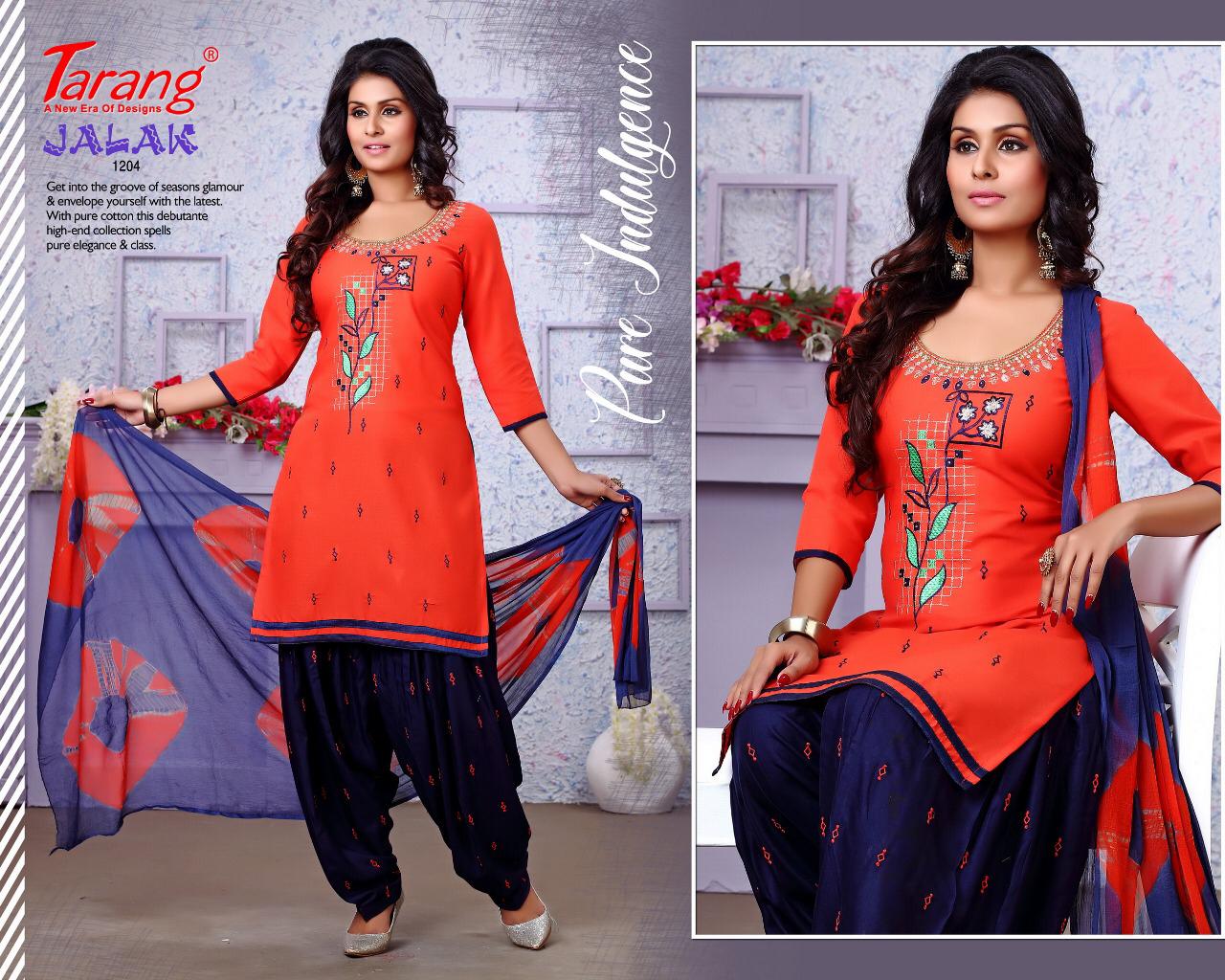 Jalak Patiyala Vol-12 By Tarang 1201 To 1212 Series Designer Suit Collection Beautiful Stylish Fancy Colorful Party Wear & Occasional Wear Cotton With Embroidery Dresses At Wholesale Price