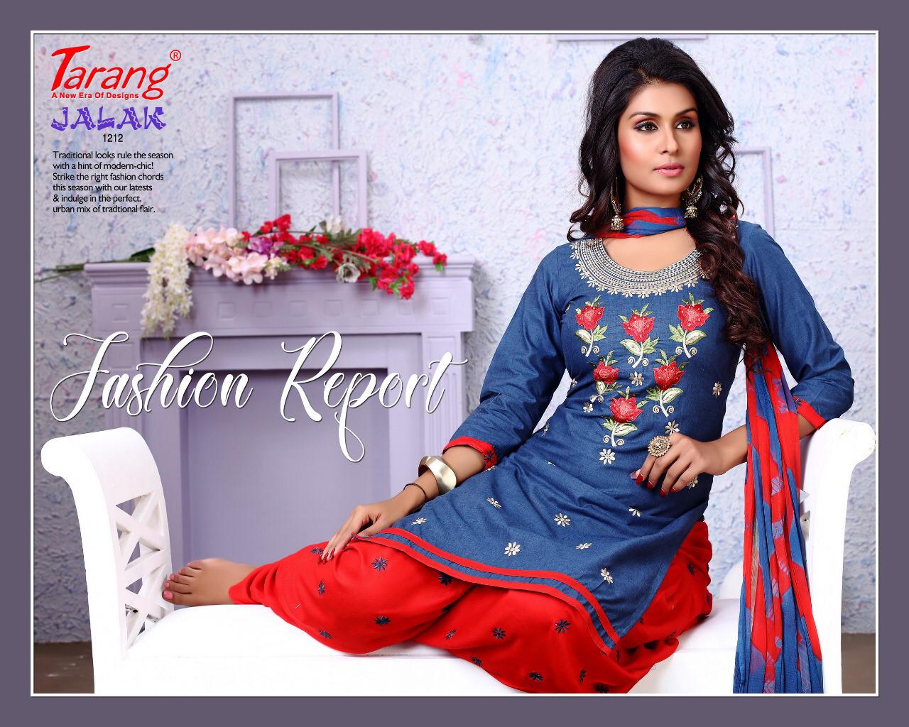 Jalak Patiyala Vol-12 By Tarang 1201 To 1212 Series Designer Suit Collection Beautiful Stylish Fancy Colorful Party Wear & Occasional Wear Cotton With Embroidery Dresses At Wholesale Price