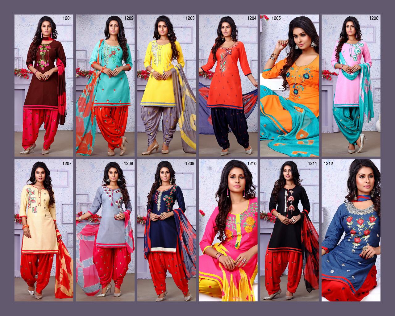 Jalak Patiyala Vol-12 By Tarang 1201 To 1212 Series Designer Suit Collection Beautiful Stylish Fancy Colorful Party Wear & Occasional Wear Cotton With Embroidery Dresses At Wholesale Price