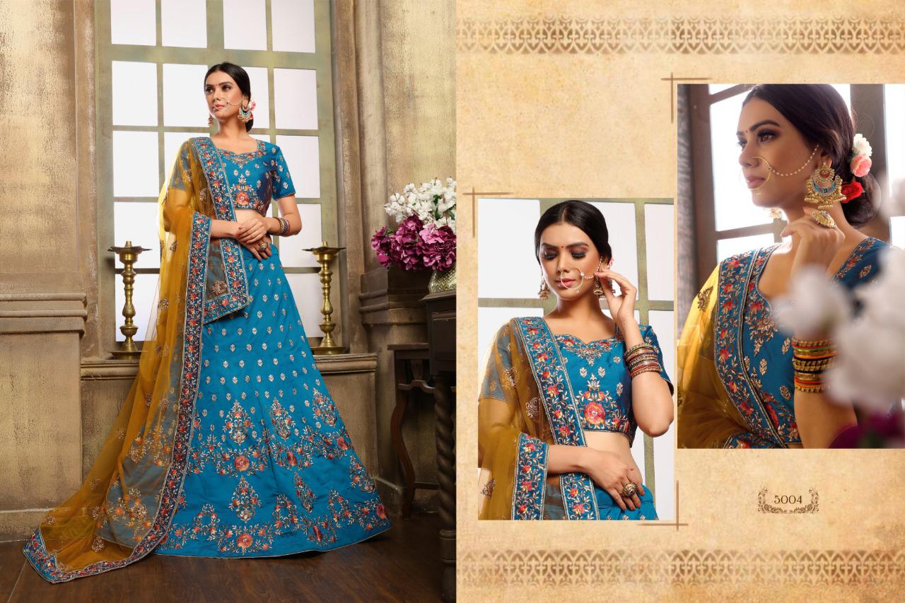 Jannat By Asisa 5001 To 5006 Series Bridal Wear Collection Beautiful Stylish Colorful Fancy Party Wear & Occasional Wear Satin Lehengas At Wholesale Price