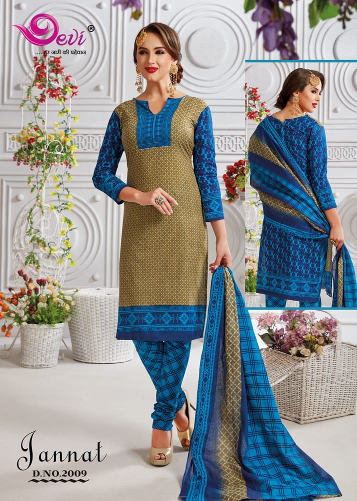 Jannat By Devi 2001 To 2016 Series Beautiful Stylish Fancy Colorful Casual Wear & Ethnic Wear Cotton Karachi Printed Dresses At Wholesale Price