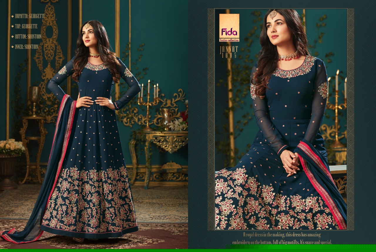 Jannat By Fida 1001 To 1006 Series Designer Wedding Collection Suits Colorful Fancy Beautiful Stylish Party Wear & Occasional Wear Georgette Embroidered Dresses At Wholesale Price
