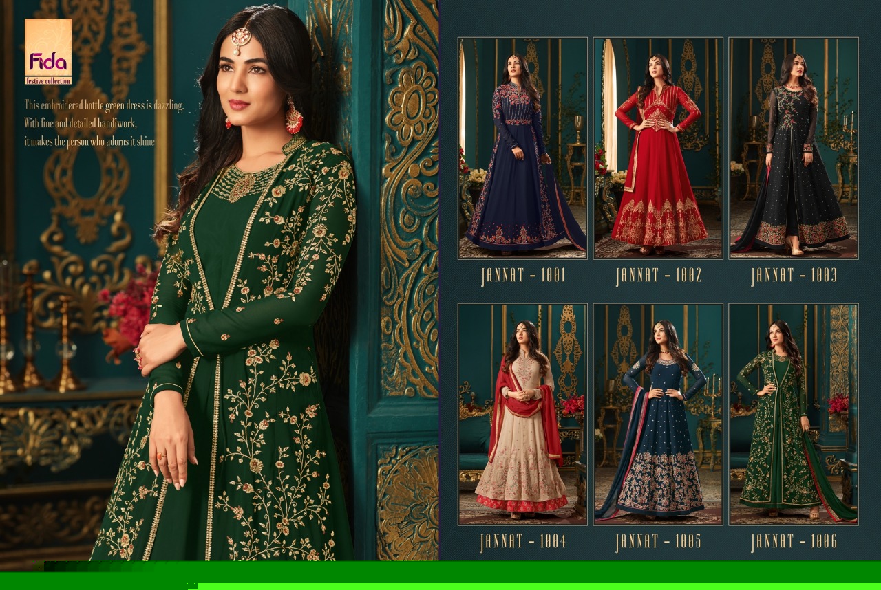 Jannat By Fida 1001 To 1006 Series Designer Wedding Collection Suits Colorful Fancy Beautiful Stylish Party Wear & Occasional Wear Georgette Embroidered Dresses At Wholesale Price
