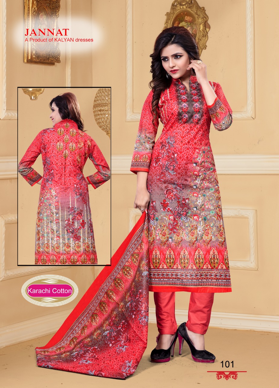 Jannat Vol-1 By Kalyan Prints 101 To 110 Series Indian Traditional Wear Collection Beautiful Stylish Fancy Colorful Party Wear & Occasional Wear Cotton Printed Dress At Wholesale Price