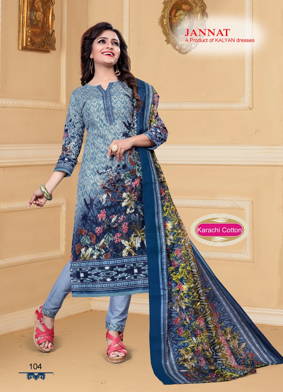 Jannat Vol-1 By Kalyan Prints 101 To 110 Series Indian Traditional Wear Collection Beautiful Stylish Fancy Colorful Party Wear & Occasional Wear Cotton Printed Dress At Wholesale Price