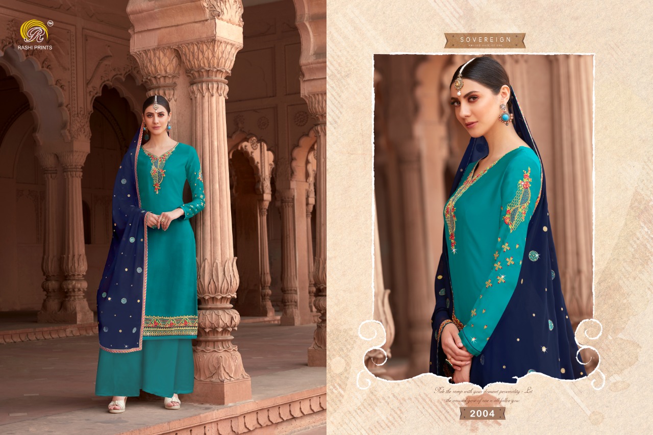 Jannat By Rashi Prints 2001 To 2005 Series Indian Traditional Wear Collection Beautiful Stylish Fancy Colorful Party Wear & Occasional Wear Georgette Sartin With Heavy Work Dresses At Wholesale Price