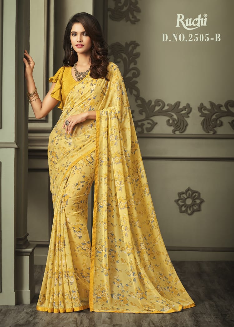 Jasmin 2505 By Ruchi Saree 2505-a To 2505-f Series Designer Beautiful Colorful Stylish Wedding Collection Party Wear & Occasional Wear Georgette Printed Sarees At Wholesale Price