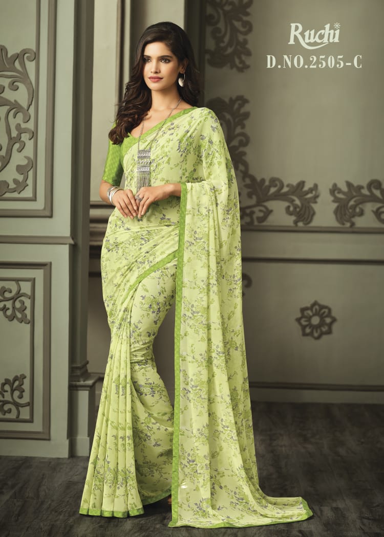 Jasmin 2505 By Ruchi Saree 2505-a To 2505-f Series Designer Beautiful Colorful Stylish Wedding Collection Party Wear & Occasional Wear Georgette Printed Sarees At Wholesale Price