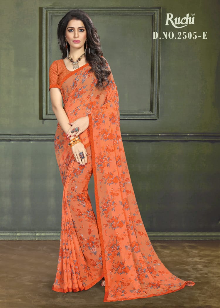 Jasmin 2505 By Ruchi Saree 2505-a To 2505-f Series Designer Beautiful Colorful Stylish Wedding Collection Party Wear & Occasional Wear Georgette Printed Sarees At Wholesale Price