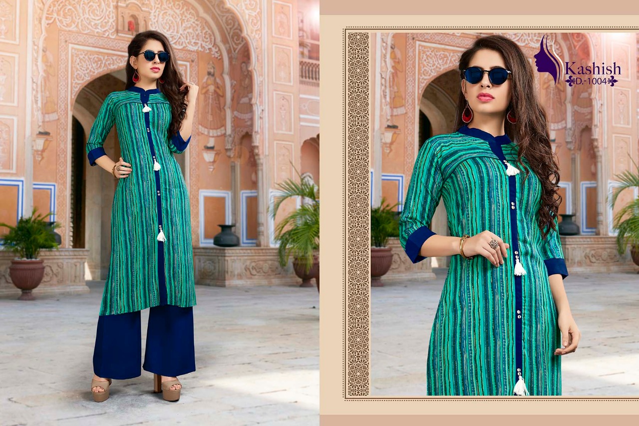 Jasmine By Kashish 1001 To 1005 Series Beautiful Stylish Fancy Colorful Casual Wear & Ethnic Wear & Ready To Wear Rayon Printed Kurtis At Wholesale Price