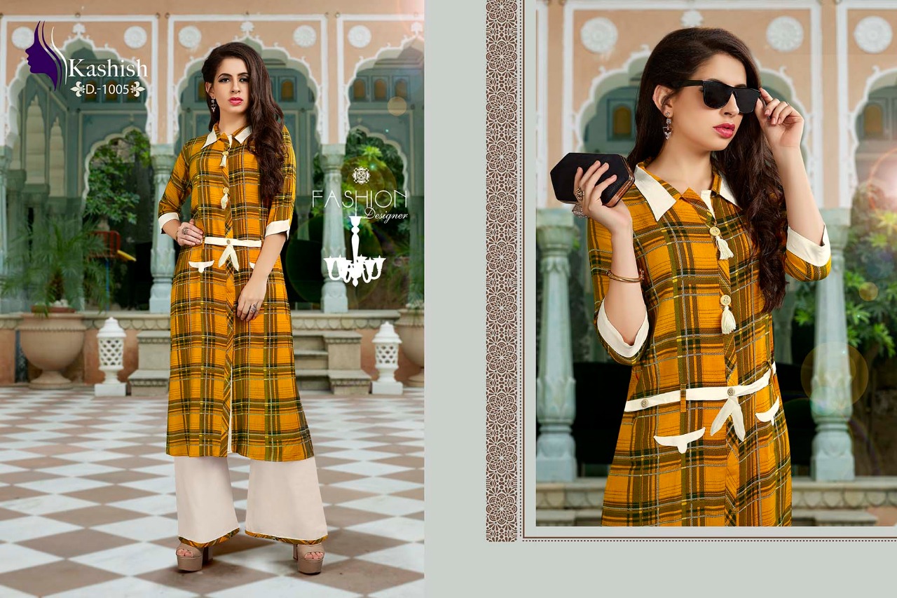 Jasmine By Kashish 1001 To 1005 Series Beautiful Stylish Fancy Colorful Casual Wear & Ethnic Wear & Ready To Wear Rayon Printed Kurtis At Wholesale Price