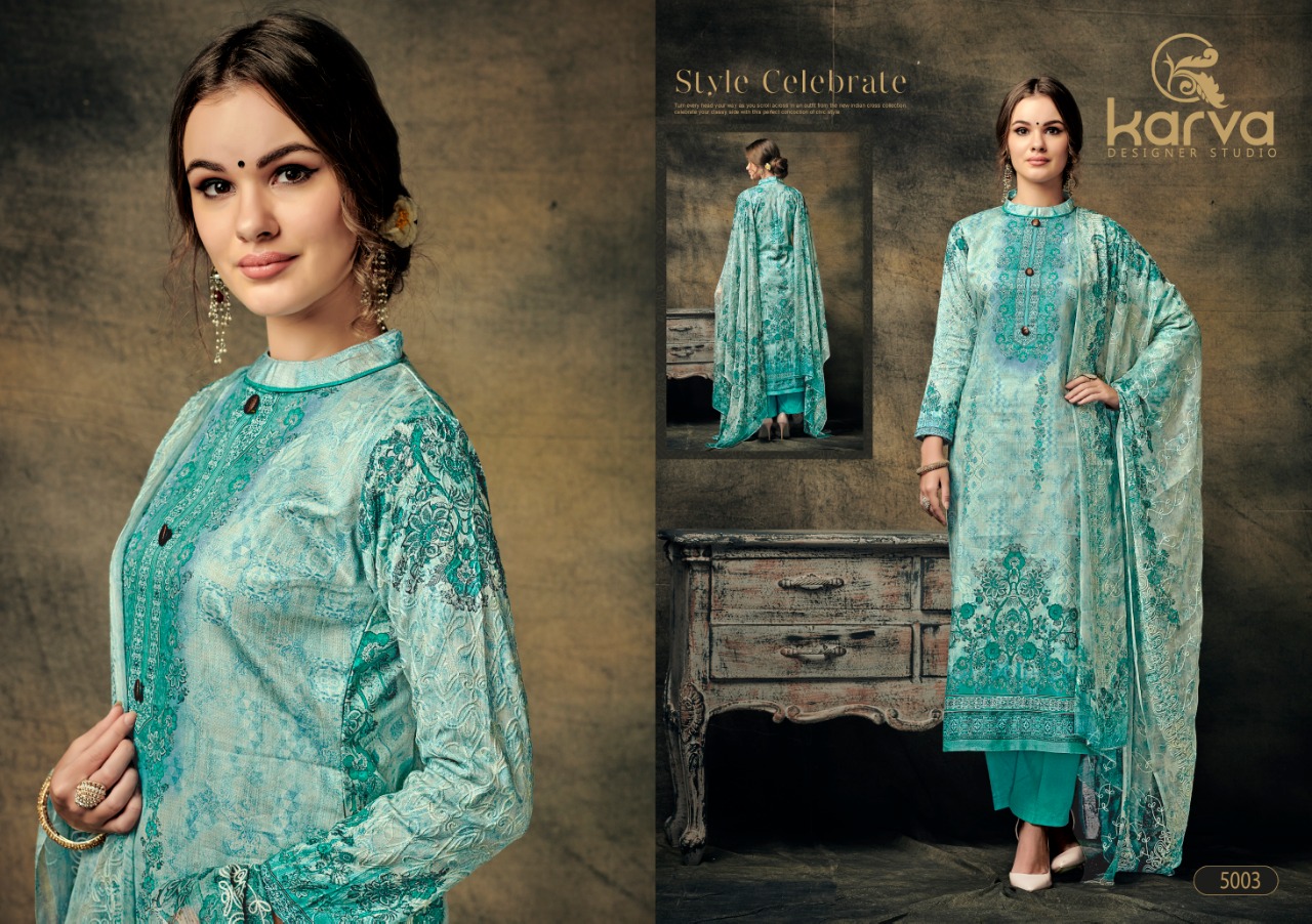 Jazmin By Karva Designer Studio 5001 To 5007 Series Winter Collection Suits Beautiful Suits Stylish Fancy Colorful Winter Wear & Ethnic Wear Collection Pure Pashmina Dresses At Wholesale Price