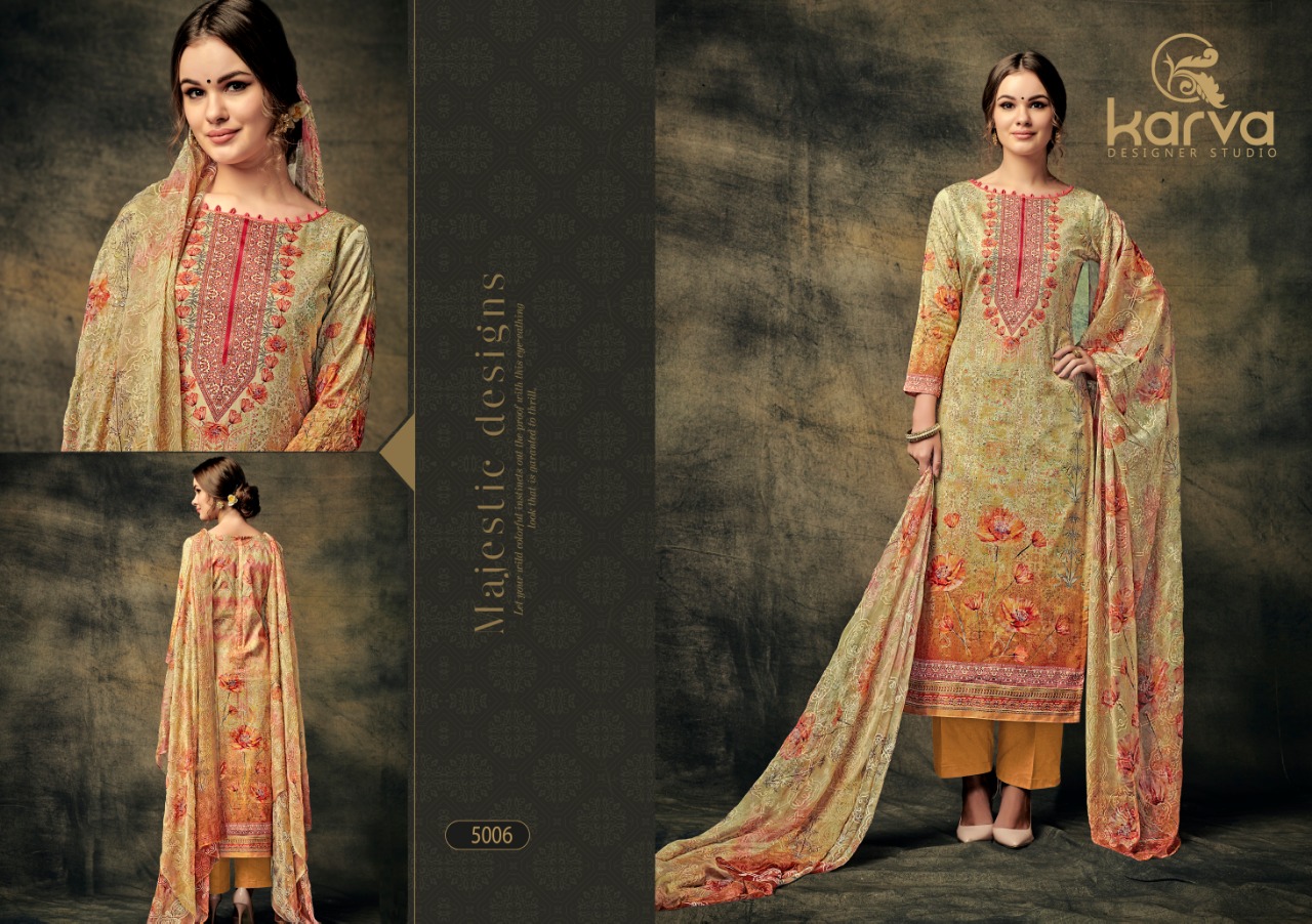 Jazmin By Karva Designer Studio 5001 To 5007 Series Winter Collection Suits Beautiful Suits Stylish Fancy Colorful Winter Wear & Ethnic Wear Collection Pure Pashmina Dresses At Wholesale Price