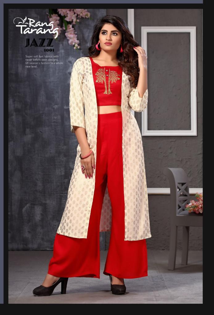 Jazz By Tarang 1001 To 1006 Series Stylish Fancy Beautiful Colorful Casual Wear & Ethnic Wear Rayon Printed Kurtis With Pant At Wholesale Price
