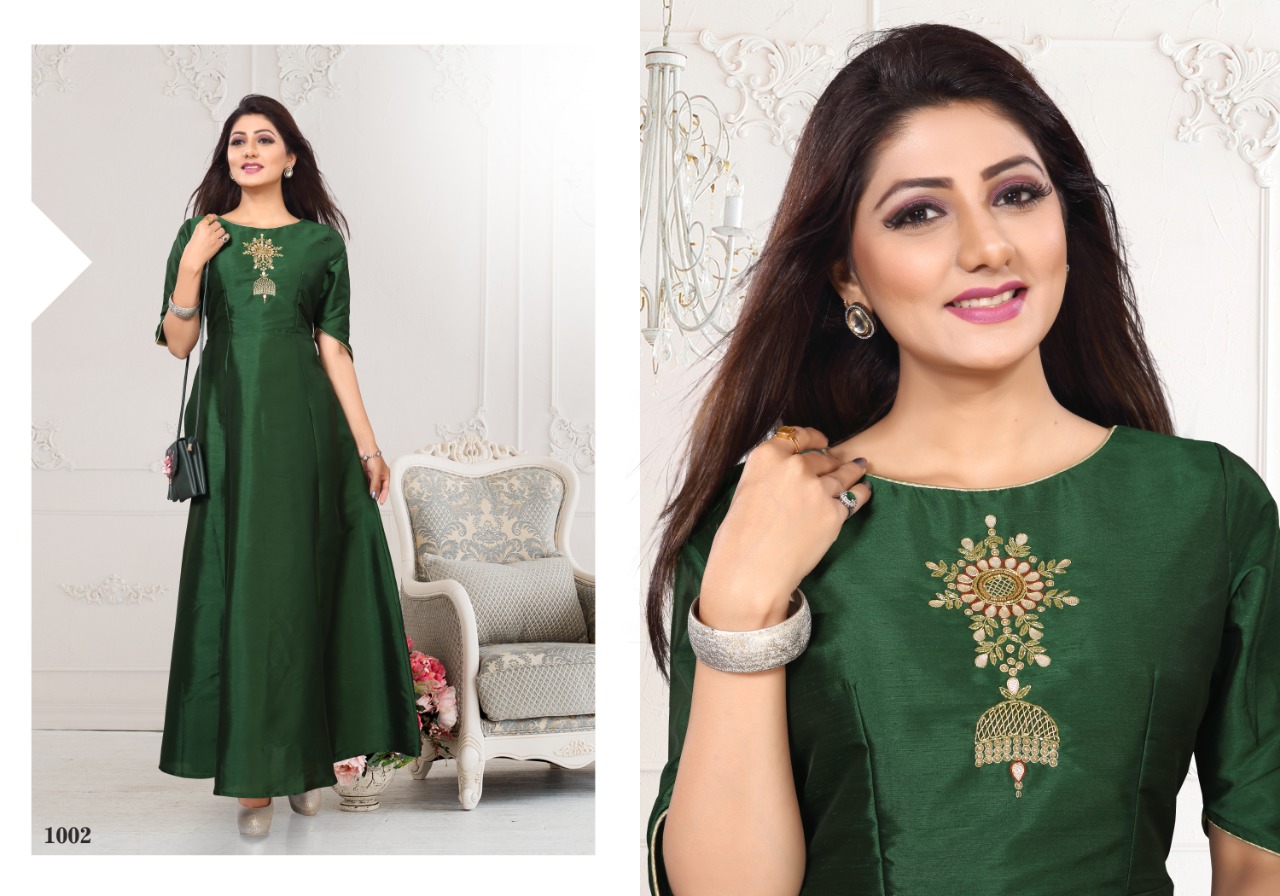 Jeel By Kaamiri 1001 To 1006 Series Beautiful Colorful Stylish Fancy Casual Wear & Ethnic Wear & Ready To Wear Silk Two Tone Kurtis At Wholesale Price