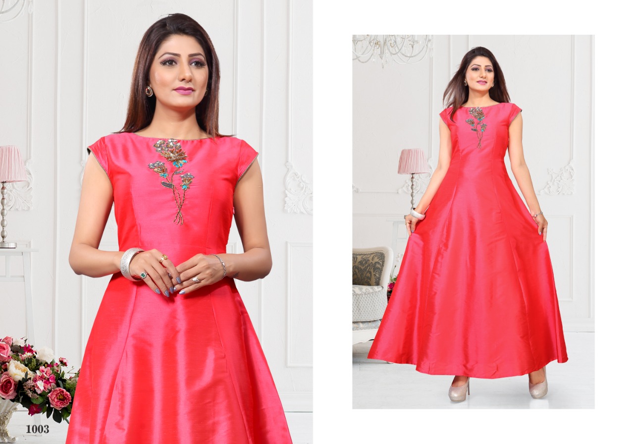 Jeel By Kaamiri 1001 To 1006 Series Beautiful Colorful Stylish Fancy Casual Wear & Ethnic Wear & Ready To Wear Silk Two Tone Kurtis At Wholesale Price